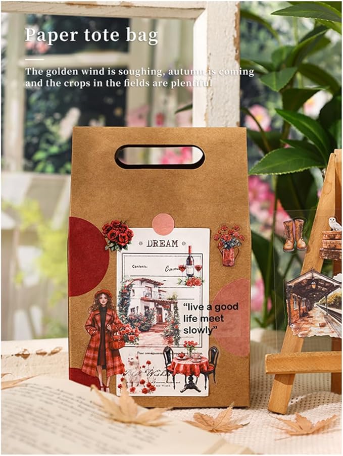 MAFELOE 100 Sheets of Box Set PET Scrapbook Stickers, Aesthetic Deco Junk Journaling Supplies for Planner Art Collage-Season Series-Pink (HZ-M4-HKSJ)