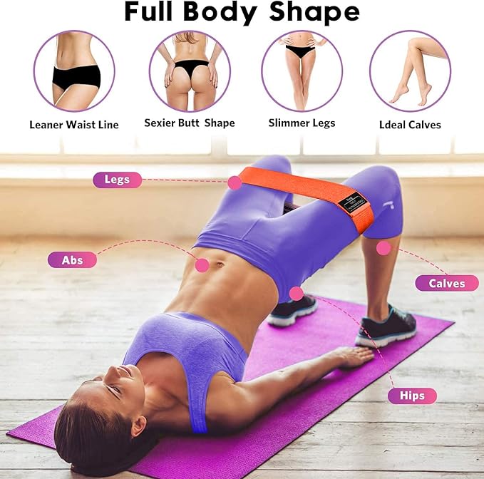 Renoj Resistance Bands, Yoga Starter Sets for Women and Men, 3 Set of Stretch Exercise Workout Bands for Booty Legs, Elastic Pilates Flexbands