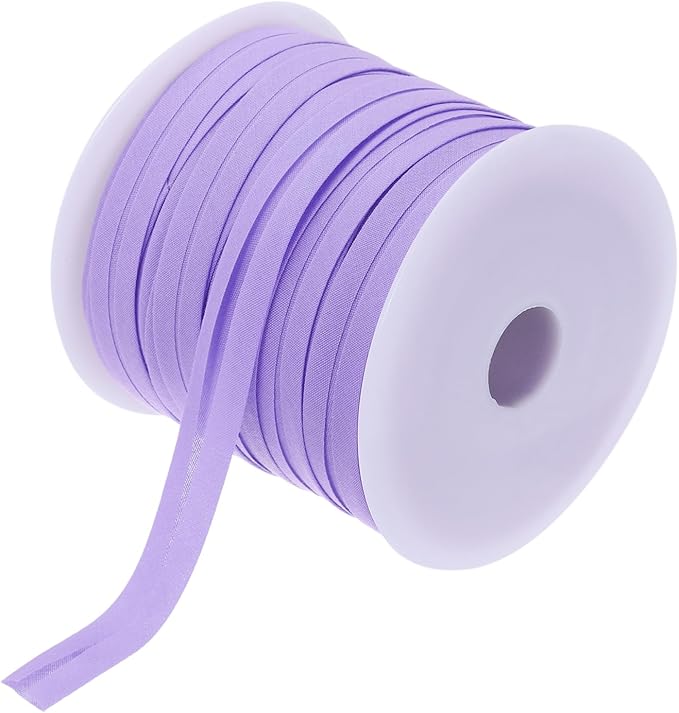 MECCANIXITY 1/2 Inch Single Fold Bias Tape Polyester Continuous Bulk Bias Tape for Sewing,Seaming Quilting Hemming Binding Crafts (Light Purple 50 Yards)