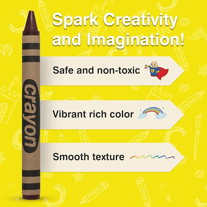 80 Count Single Color Crayons Bulk Pack - BROWN single color crayon refill - Regular size crayons (5/16" x 3-1/2")