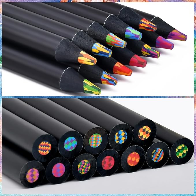 Valentines Day Gifts for Kids Classroom, Easter Basket Stuffers Essentials for Teen Girl Boys Art Supplies Trendy Stuff 12 Colored Rainbow Pencils, Birthday Party Favors Arts and Crafts 8-12 Year Old