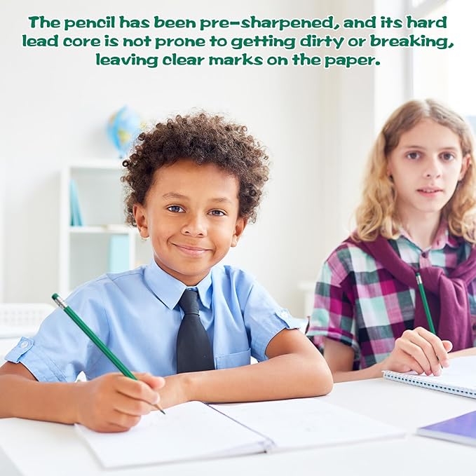 36 PCS Checking Pencils Erasable Colored Pencils with Eraser Pre-Sharpened 2 HB for Checking, Grading, Tests & Office/School Supplies(Green)