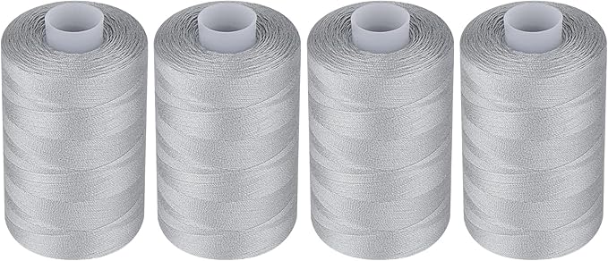 Simthread All Purpose Polyester Thread, 4 Spools 1000 Yards Each for Sewing Machine, Hand Stitching, Quilting, Serger - Beginner Supplies (Gray)