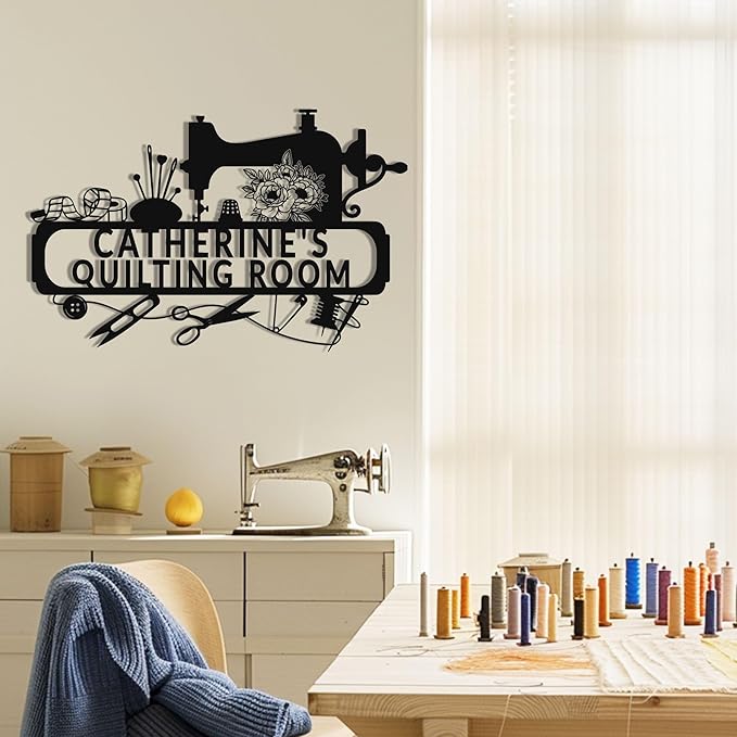 Custom Sewing Room Sign, Personalized Metal Quilting Sign, Sewing Room Decor, Sewing Machine Sign, She Shed Craft Room Decor, Personalized Sewing Gift For Sewing Lovers, Gift for Mom