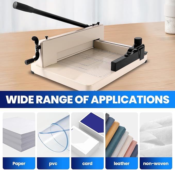12" Guillotine Paper Cutter, Heavy Duty A4 Paper Trimmer Wite 400 Sheet Capacity, Solid Steel Industrial Paper Cutter, for Cardstock, Cardboard, Crafts, Photos