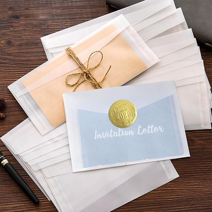 100 Pcs Graduation Stickers, Class of 2025, Transparent Congrats Graduation Labels, Grad Party Supply, Graduation Cap Stickers for Scrapbooks Envelopes 1.6 Inch (foli gold, class of 2025-1)