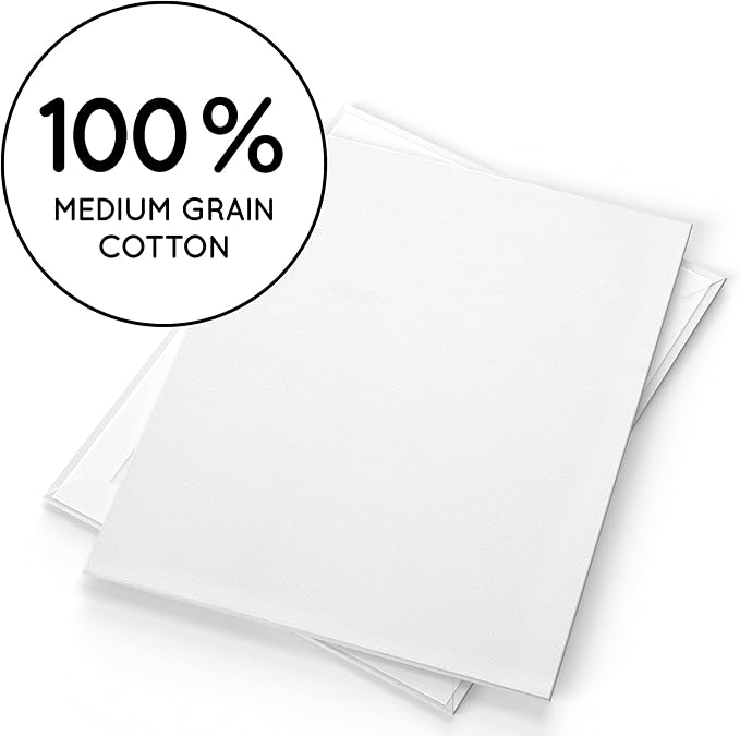 Artistik 16"x12" Paint Canvas Panels (Pack of 12) – 100% Medium-Grade Cotton Blank Canvas Painting Boards – Whit Canvases for Painting with Oil, Acrylic & Mixed Media