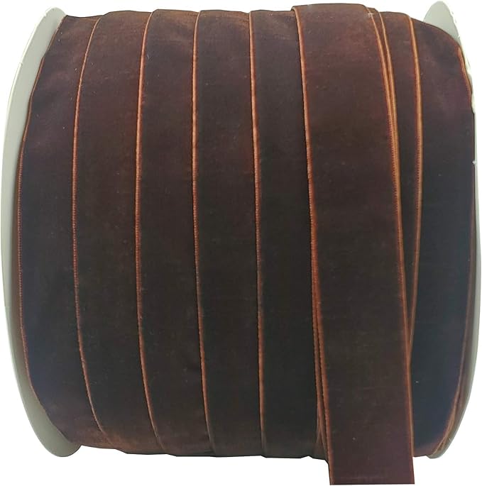 10 Yards Velvet Ribbon Spool (Coffee, 1")