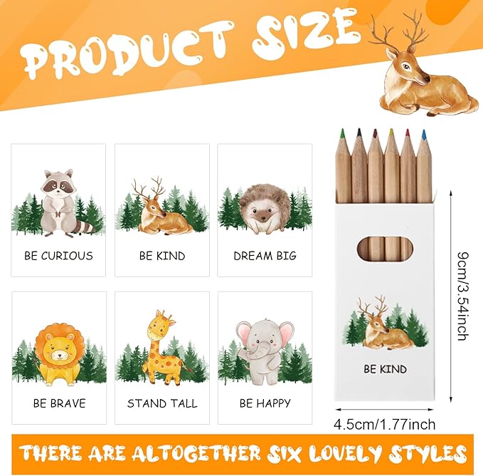 48Packs/288pcs Bulk Mini Drawing Pencils Set 3.5 Inch Back To School Pencil Mini Colored Pencils Coloring Pencils in Kraft Boxes Inspirational Motivational Gifts for Employee Colleague Teacher Student