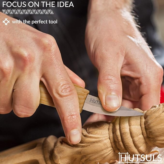 Hutsuls Wood Whittling Kit for Beginners - Razor Sharp Wood Carving Knife Set in Beautifully Designed Gift Box, Whittling Knife for Kids and Adults (8 Pieces)