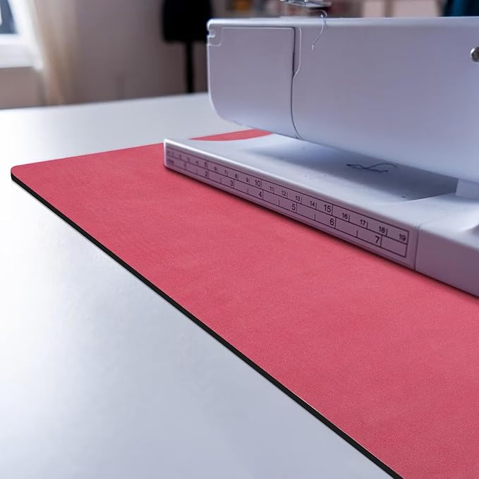 QEES Sewing Mat, Medium, Red - Premium Rubber Mat for Sewing Machine, Reduces Vibrations & Slipping for Women Sewing Enthusiast