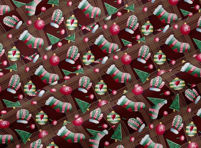 48Pcs 5x5 Inch Christmas Fabric Squares,100% Cotton Pre-Cut Quilt Clearance Charm Packs,8 Holiday Patterns for Quilting, Sewing DIY Crafts