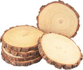 6 PCS 8-9 Inch Natural Wood Slices, Unfinished Pine Wood Slices with Barks for DIY Crafts, Christmas Rustic Wedding Ornaments and Centerpieces,by GNIEMCKIN