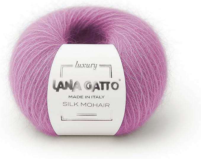 5 Skeins, Silk Mohair Luxury Yarns, Premium and Soft Blend for Knitting and Crocheting, Made in Italy (Pink - 30484, 5)