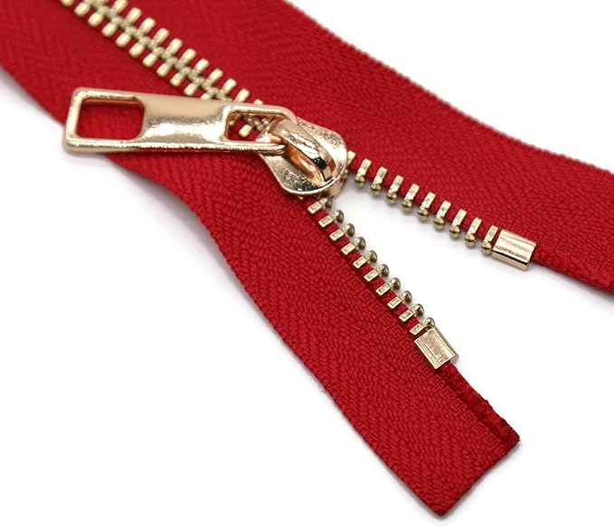 #5 Gold Metal Zipper - 50+ Colors - 3 PCS - (4-14 inches) Sizes - Luxury Lightweight Handcraft Metal Zippers with pulls for Purses Bags Pockets Shoes Sewing & Crafts DIY ZP02178