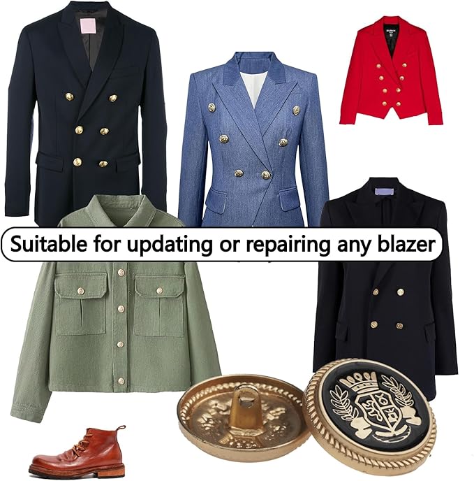 14PCS Gold Blazer Buttons for Men Replacement Buttons Suits Antique Gold Buttons for Blazer 23mm and 18mm Gold Button for Sport Coat, Uniform, Jackets Vintage Blazer Buttons Men