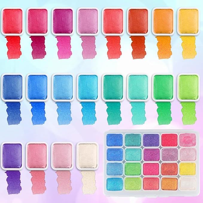 2pc Forestry Shifting Watercolor Set - Shimmer Metallic and Color Shifting Paint - Complete Colorful Kit for Art