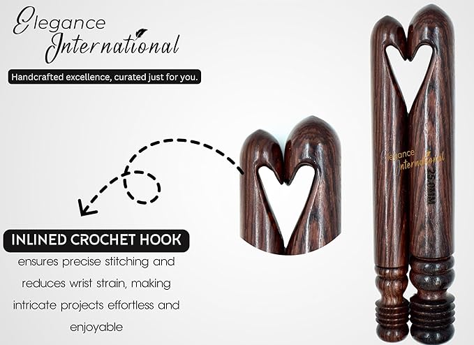 Rosewood Crochet Hooks Set - 15-25mm, Ergonomic Soft Grip - Ideal for Arthritic Hands & Yarn/Knitting - Christmas Gifts