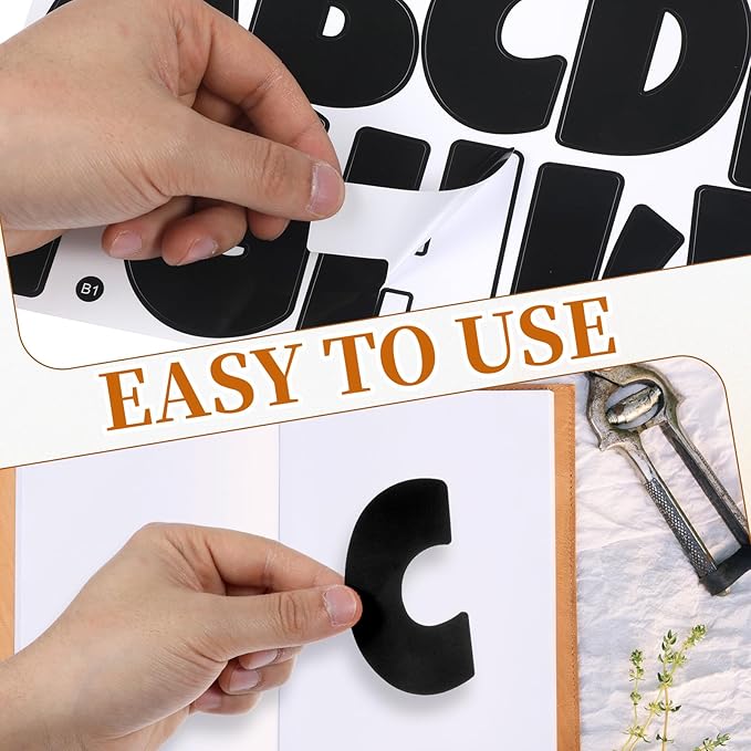 9 Sheet Black 3inch Letter Stickers, Self Adhesive Alphabet Sticker Sheet for Scrapbooking, Cute Vinyl Stick on Letters for Mailbox Craft Poster Bin Decor
