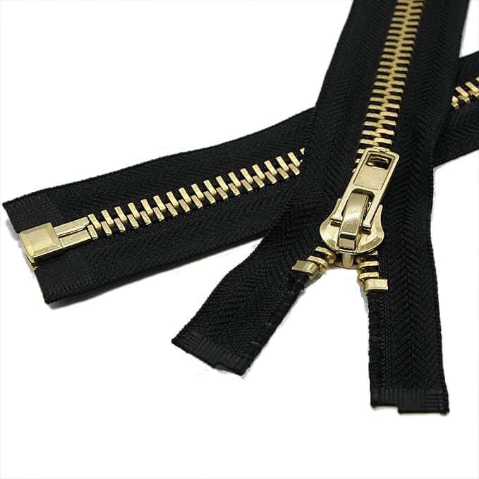 Leekayer #10 29 Inch Metal Zipper Brass Separating Jacket Zipper Heavy Duty Metal Zippers for Jackets Sewing Coats Crafts (29" Brass)