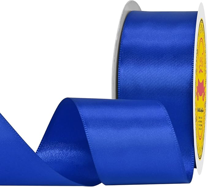 Double Face Royal Blue Satin Ribbon 1-1/2 inch X 25 Yards 100% Polyester Royal Blue Ribbon for Gift Wrapping Very Suitable for Weddings Party Hair Bow Invitation Decorations and More