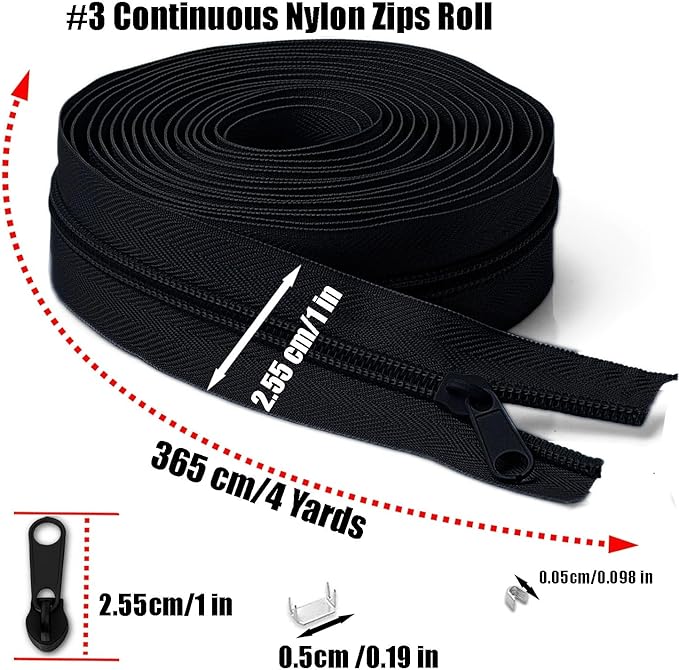 #3 Nylon Zipper Tape for Sewing: YZSFIRM 24 Yards Blue Series by The Yard Nylon Coil Zippers for DIY Sewing Craft with 30 Bulk Metal Zipper Slider