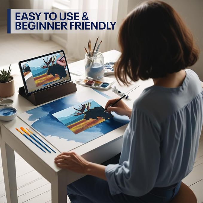 DIY Art Painting Kit for Adults – Learn to Paint Moose with Video Tutorials – 9 Pieces Acrylic Paint Set for Adults –Perfect Christmas Crafts & Holiday Gifts for Art Lovers