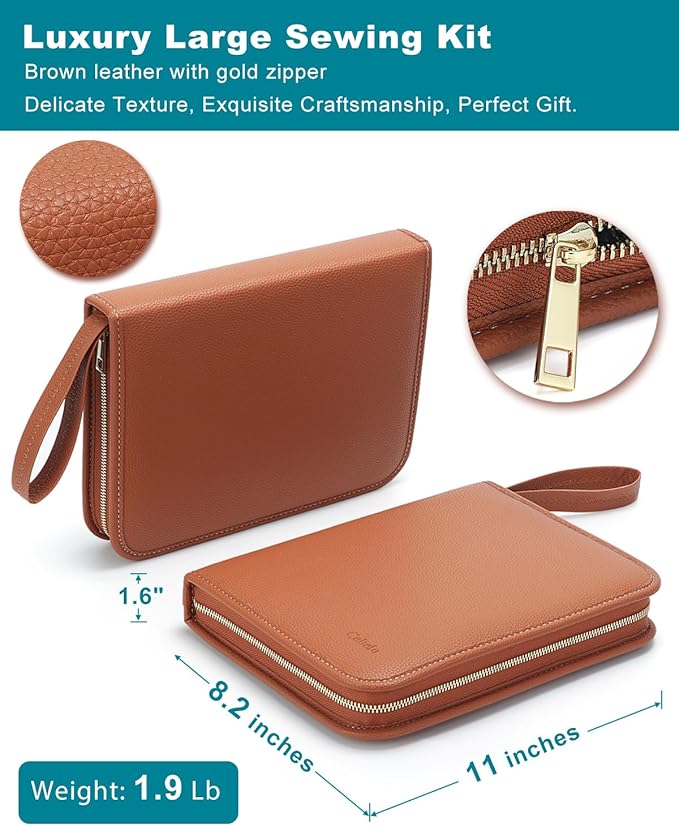 Cebelo Large Sewing Kit for Adults: 232 Pcs Sewing Supplies for Hand Mending Clothes Emergency Repair for Home Travel Dorm - 2026 Christmas Gifts for Mom Grandma Students Beginner (Brown)