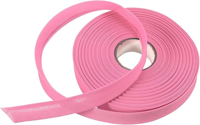 MECCANIXITY 3/4 Inch Single Fold Bias Tape Polyester Continuous Bulk Bias Tape for Sewing, Seaming Quilting Hemming Binding Crafts (Rose Red 25 Yards)