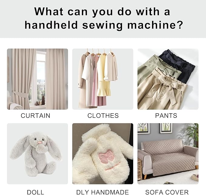 Handheld Sewing Machine, Hand Sewing Machine, Portable and Easy-to-Use, Battery and USB Operated, Ideal for Beginners and Home Use - Black