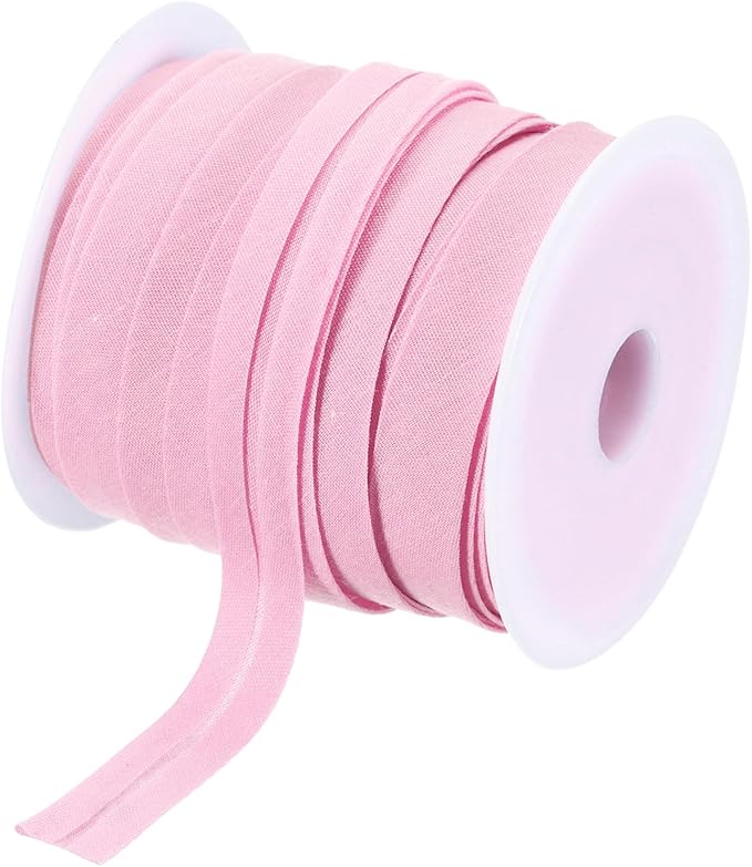 MECCANIXITY 1/2 Inch Single Fold Bias Tape Polyester Continuous Bulk Bias Tape for Sewing, Seaming Quilting Hemming Binding Crafts (Pink 25 Yards)