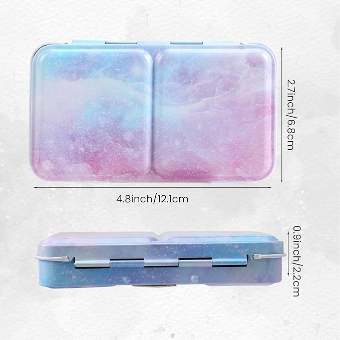Watercolor Palette Empty with Paint Tray and 14PCS Watercolor Half Pans - Sturdy Empty Watercolor Palette Tin - Customizable Metal Watercolor Palettes