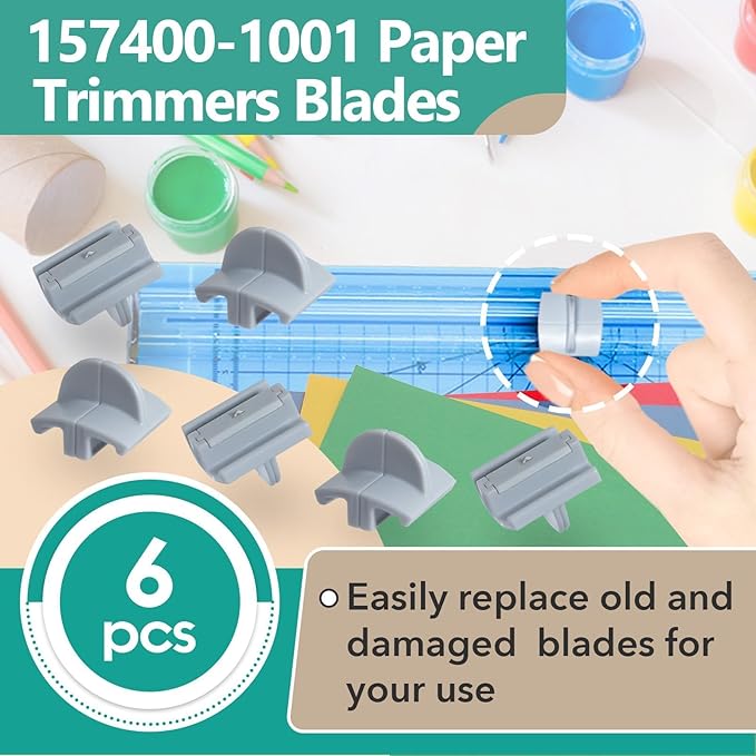 6 Pcs 157400-1001 Paper Trimmers Blades Replacement for Fiskars Blades, Compatible with 12" Portable Paper Cutter Style I Blade 1968701005, Grey