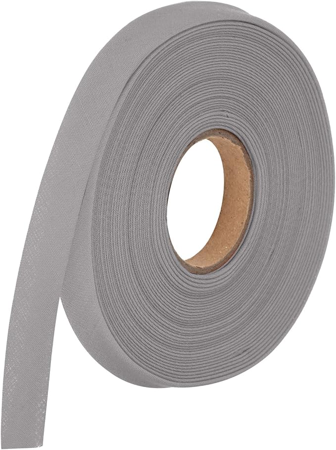 MECCANIXITY 1/2 Inch Double Fold Bias Tape Polyester Continuous Bulk Bias Tape for Sewing,Seaming Quilting Hemming Binding Crafts (Gray 10 Yards)