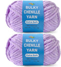Soft Velvet Yarn Chenille Yarn for Crocheting and Knitting – Bulky (93 Yards/100g) - Polyester - Yarn for Blanket Amigurumi Weaving Crafts (Purple, 2 Pack)