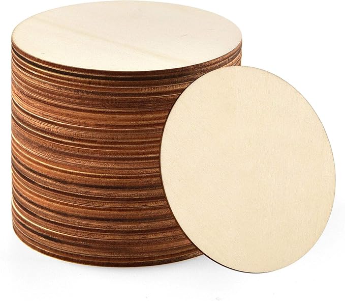 Coopay 6 Inch Wooden Circles, Unfinished Round Wood Slices Natural Wooden Cutouts for Door Hanger, Painting, Wedding, Home Decoration DIY Wood Craft Supplies, 40 Pieces