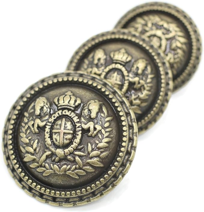 Bronze Metal Shank Buttons - 12 Pcs - 5 Size Options - Luxury Horse Round Wave Metal Shank Buttons for Men Women Blazer Coat Uniform Shirt Suit and Jacket Sewing Craft DIY N18103