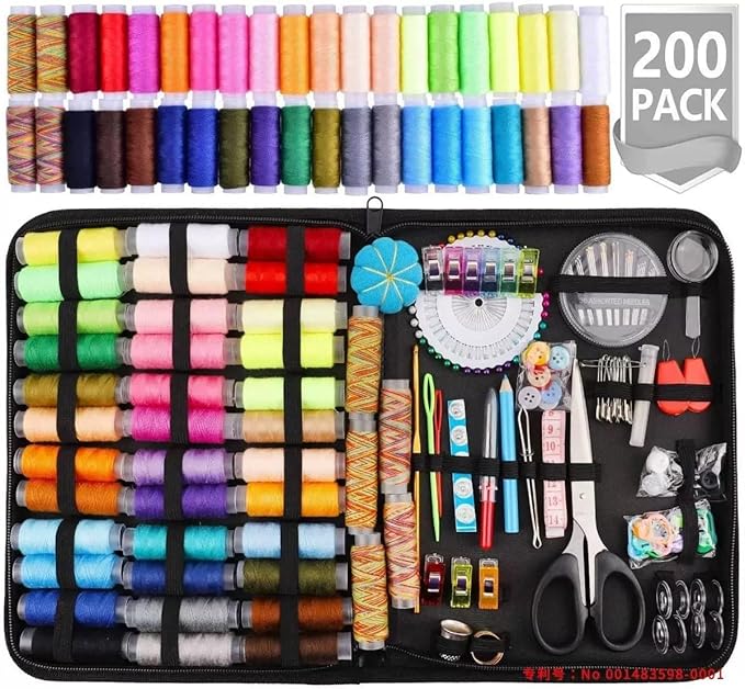 DIY Embroidery Stitch Collection, Portable All-in-One Embroidery Stitch Book & Sewing Kit，Embroidery Stitches with Free Tutorials and Sewing Tool Kit，Beginner-Friendly (200pcs)