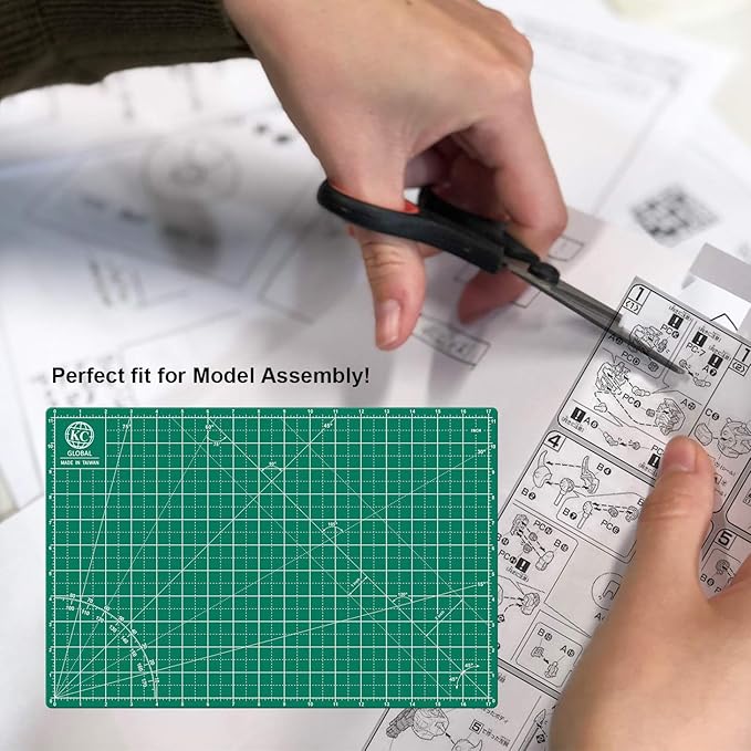 KC GLOBAL A4 (12"x9") Self-Healing Cutting Mat (Dark Green) - Sturdy, Reversible, Eco-Friendly, Non-Slip. Premium Desk Mat for Crafters, Quilters, and Hobbyist