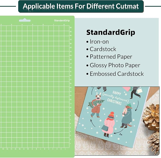 WISYOK 12x8.5 Inch Cutting Mats for Cricut Joy Xtra, 2-Pack Standard Grip Reusable Adhesive Mats for Crafts, Quilting, Sewing