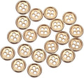 HARFINGTON 20pcs Metal Sewing Button, 10mm 4-Hole Round Suit Shirts Coats Clothes Sewing Buttons for Decoration Craft, Gold