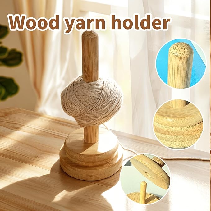 Large Wooden Yarn Bowl with Removable Holder & Lid | 2-in-1 Handmade Crochet and Knitting Yarn Organizer for Tangle-Free Crafting | Yarn Storage Box with Smooth Feed Holes