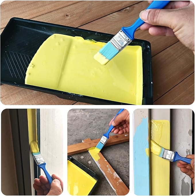 Angle sash Paint Brushes 1 Inch 12 Piece, Trim Paint Brush for Painting Acrylic Oil Crafts DIY, Walls,Touch Up,Trim Painting Supplies，Small Brushes