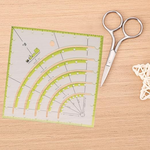 8x8 inch Acrylic Arc Cutting Fabric Ruler,Circle Templates for Quilting,Multifunctional Classic Quilting Ruler,Cut Patchwork Cloth,Sewing,Painting and Handicrafts