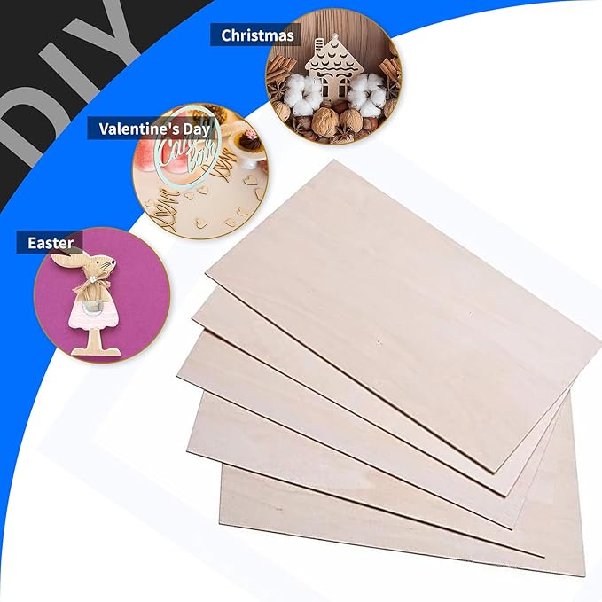 24 Pack 12 x 12 x 1/8 Inch 3mm Basswood Plywood Sheets for Laser Cutting, Wood Burning, DIY Crafts