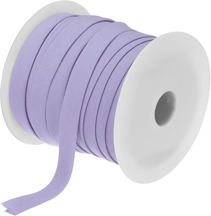 MECCANIXITY 1/2 Inch Double Fold Bias Tape Polyester Continuous Bulk Bias Tape for Sewing,Seaming Quilting Hemming Binding Crafts (Light Purple 25 Yards)