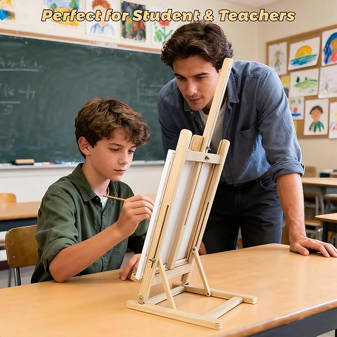 31 Inch H-Frame Tabletop Easel for Painting - Adjustable Portable Wooden Easel, Sturdy & Stable Art Easel for Adults, Artists, Beginners, Holds Canvas up to 24" - Perfect for Home and Studio