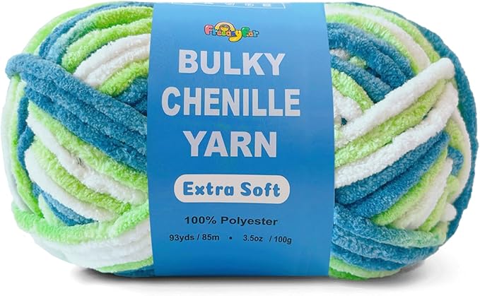 Soft Velvet Yarn Chenille Yarn for Crocheting and Knitting – Bulky (93 Yards/100g) - Polyester - Yarn for Blanket Amigurumi Weaving Crafts (Ocean Breeze, 1 Pack)