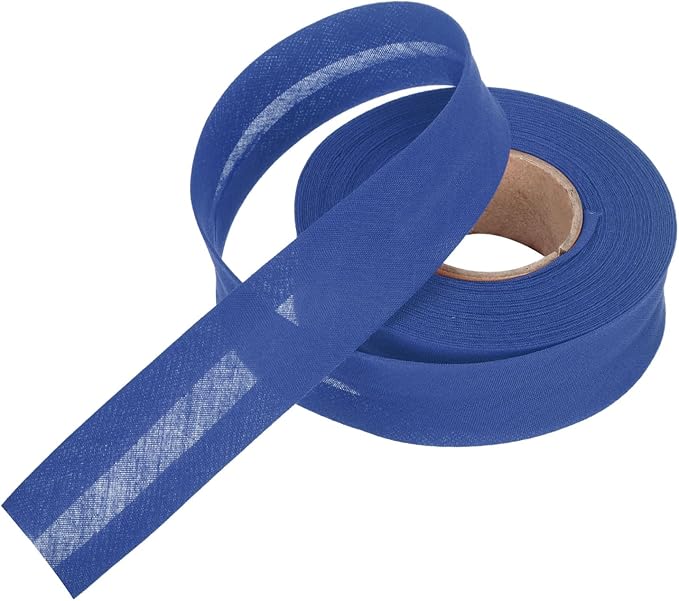 MECCANIXITY 1 Inch Single Fold Bias Tape Polyester Continuous Bulk Bias Tape for Sewing,Seaming Quilting Hemming Binding Crafts (Bright Blue 10 Yards)