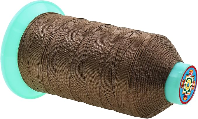 Mandala Crafts Size 346 210D T350 Bonded Nylon Thread - Coyote Brown 415 YDs Tex 350 Heavy Duty Sewing Threads for Leather, Jeans, Weaving, Outdoor Marine Upholstery